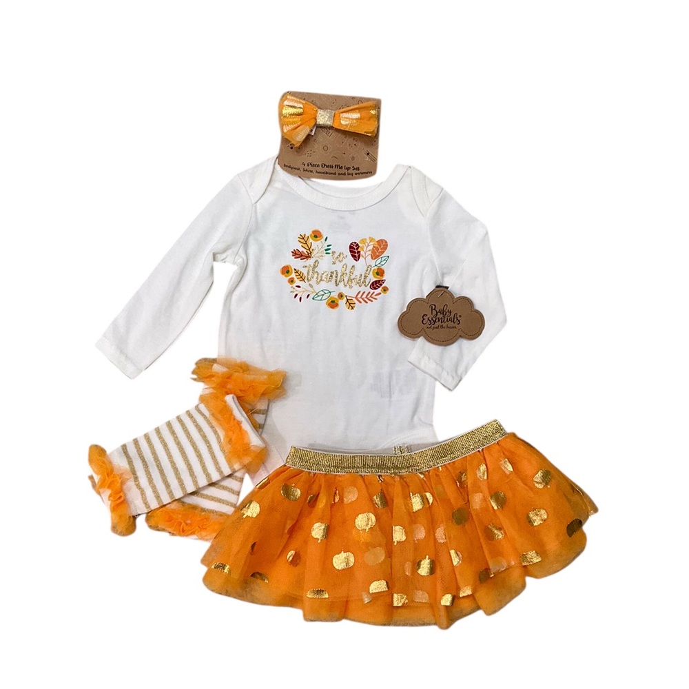 🆕 Baby Girl Fall Pumpkin Thanksgiving Outfit